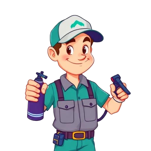 Cartoon pest control worker character