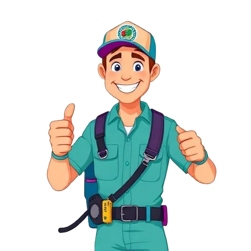 Cartoon pest control worker character