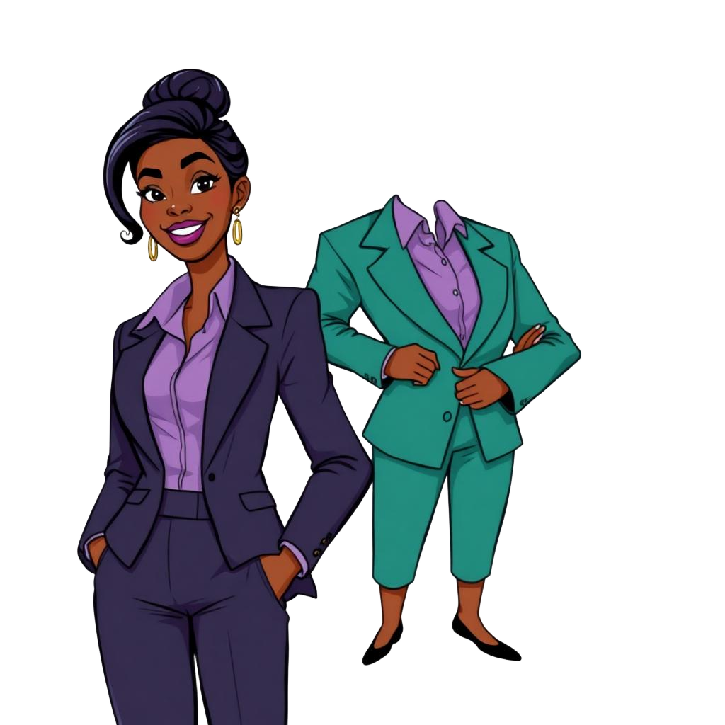 Cartoon Black woman teacher and realtor character